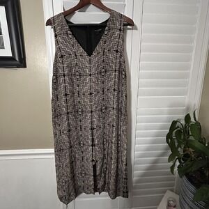 Club Monaco Jumpsuit Womens 6 Black White Sleeveless Geometric Print Romper